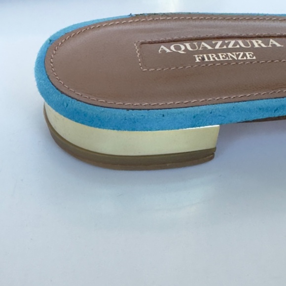 Aquazzura Blue Suede “Wild Thing” Flat Sandals, IT 40.5, Excellent Condition. - Picture 10 of 14